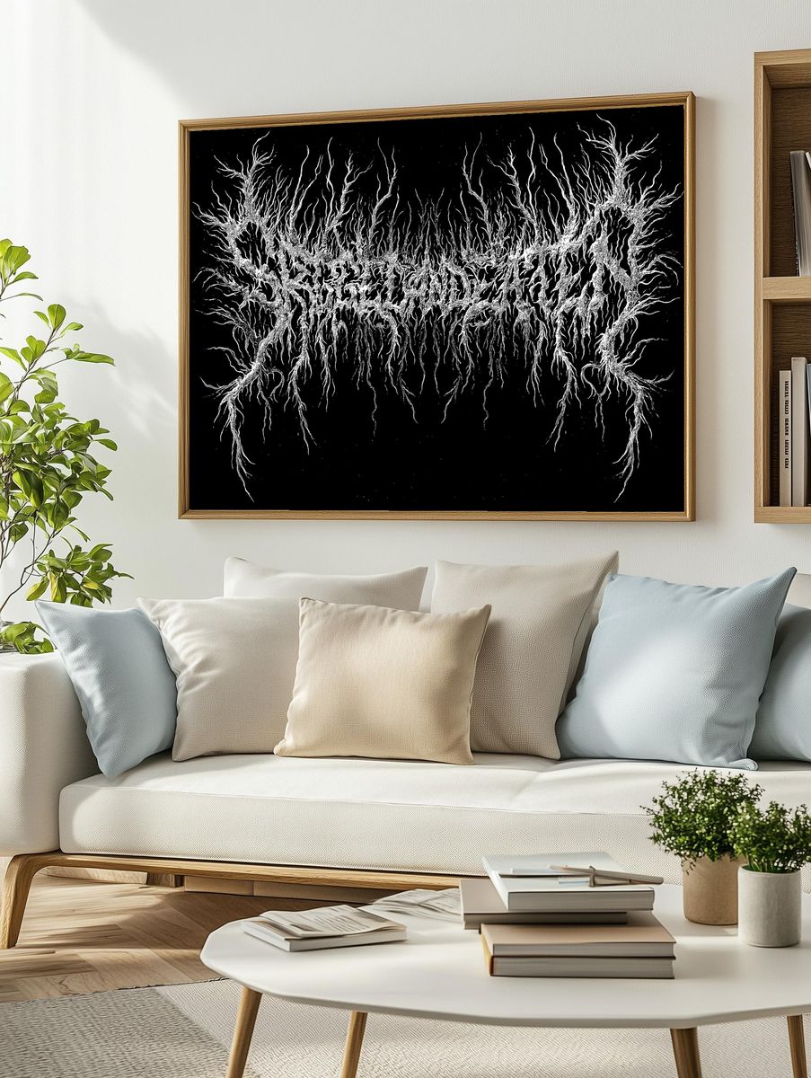 Twisted Root Network Black-White Print. — room view 2