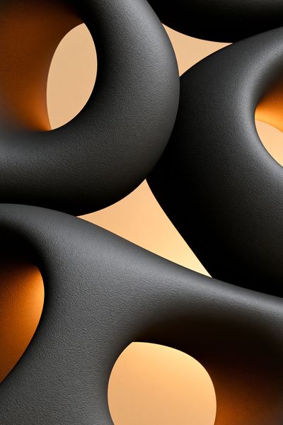 Organic Black and Amber Abstract Poster.