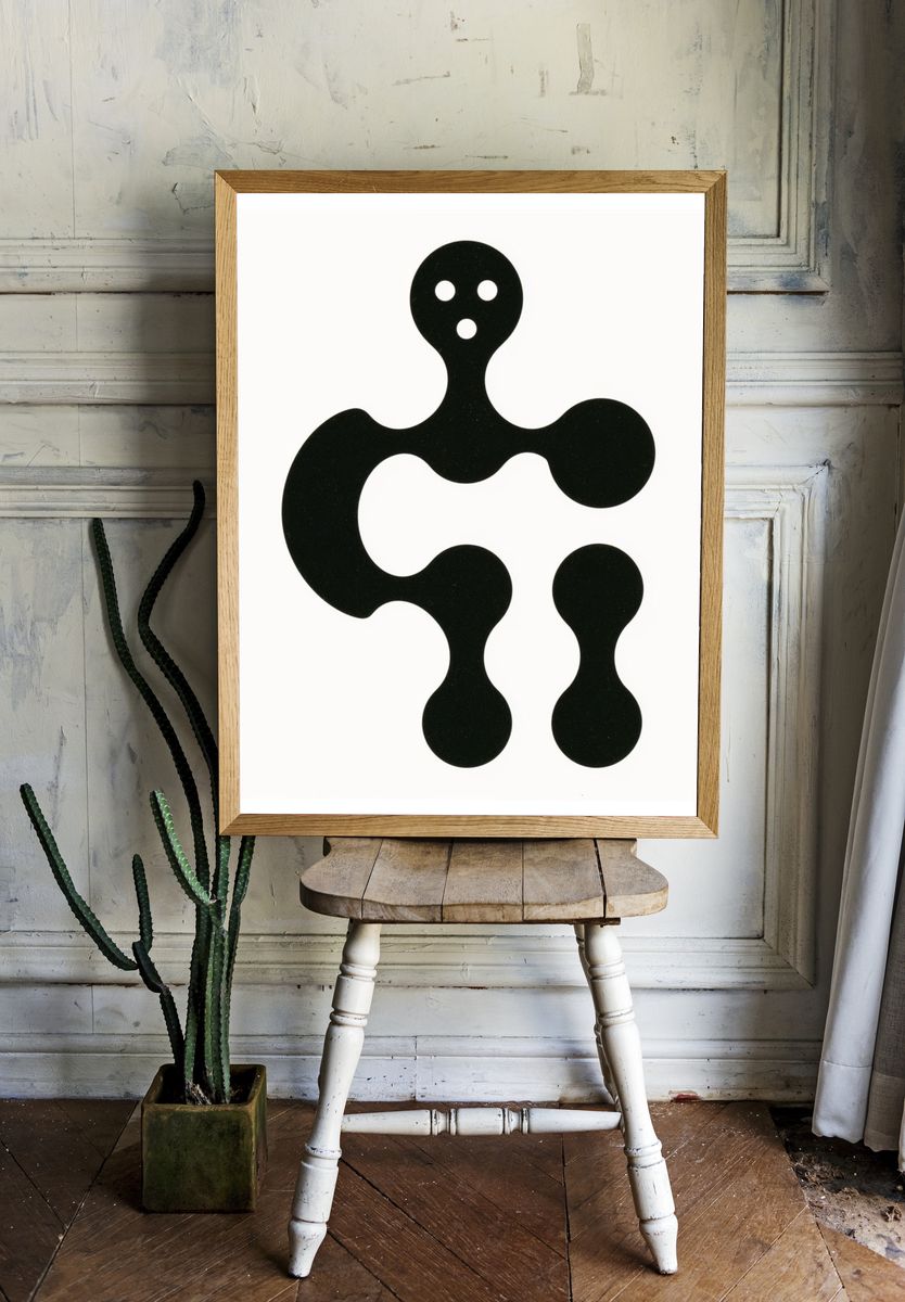 Black Organic Abstract Poster. room preview