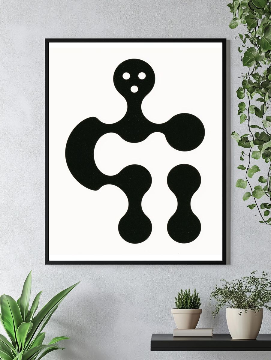 Black Organic Abstract Poster. — room view 4