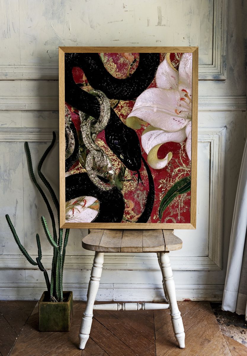 Floral Gold Abstract Poster. room preview