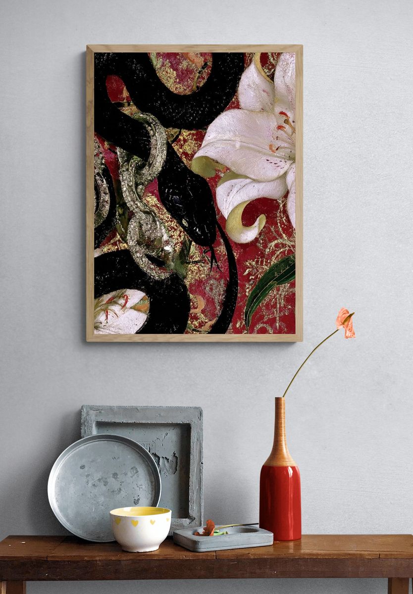Floral Gold Abstract Poster. — room view 3