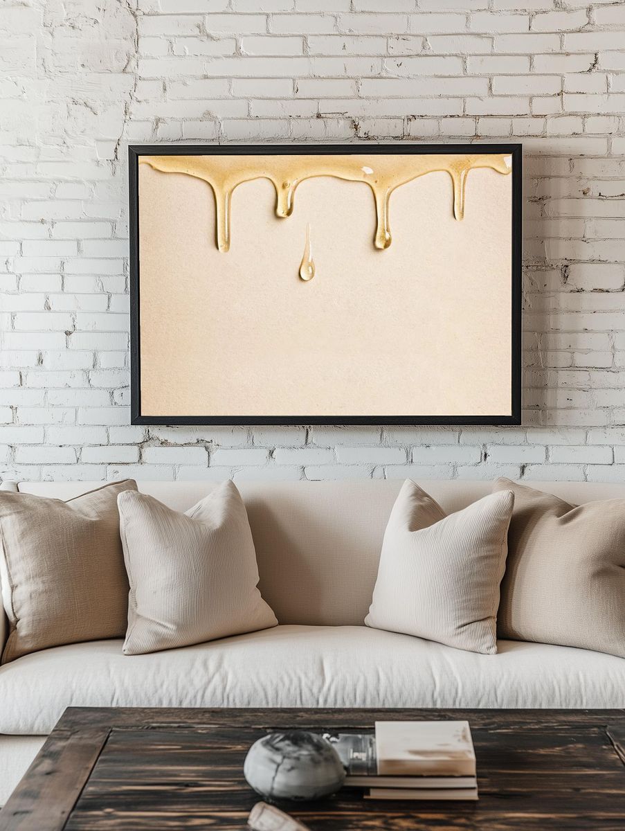 Beige background wallpaper dripping oil. room preview