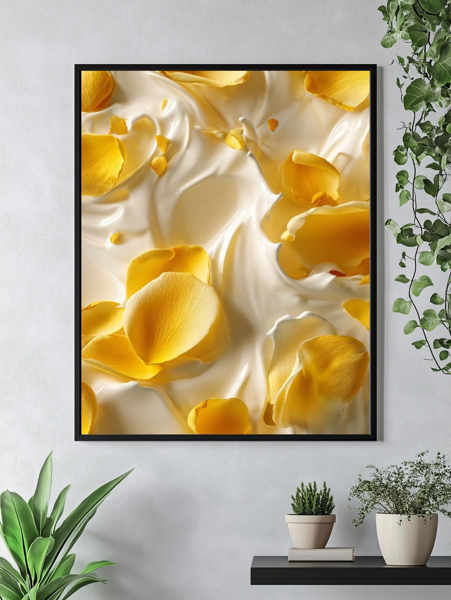 Golden Petals Abstract Print. — room view 4