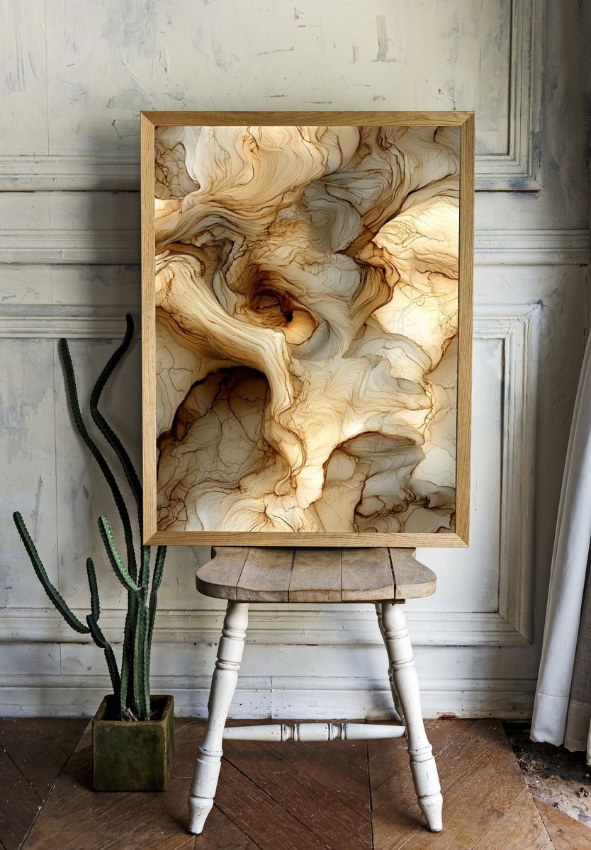 Organic Marble Flow Abstract Poster. room preview