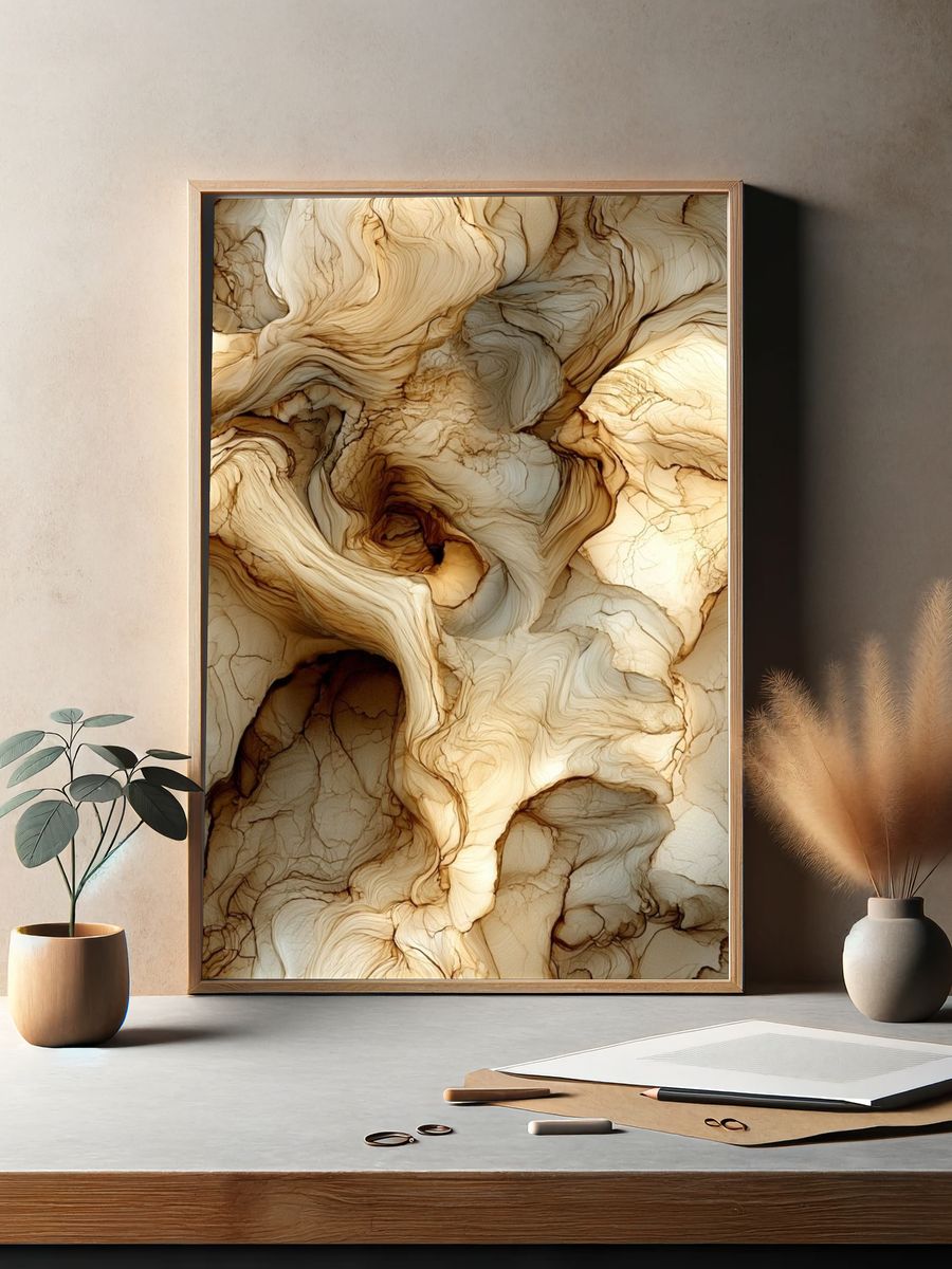Organic Marble Flow Abstract Poster. — room view 2