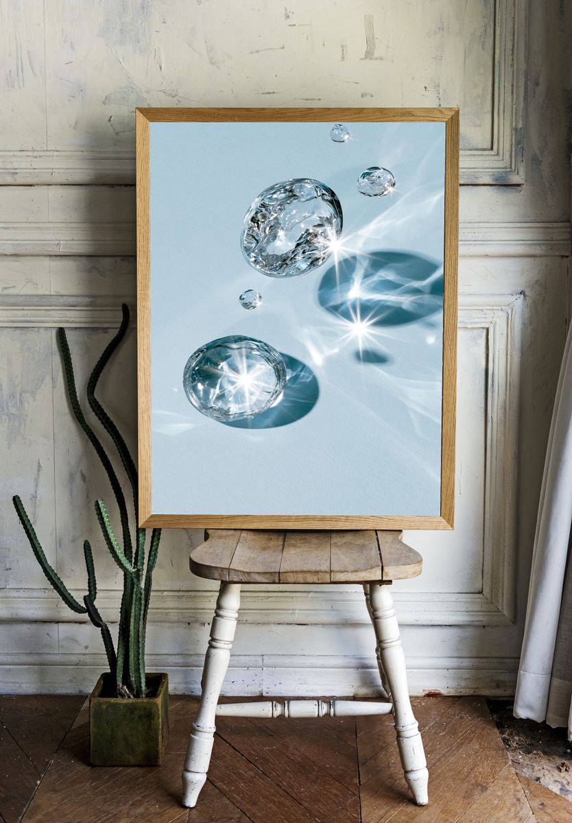 Crystal Water Drops Abstract Poster. — room view 1