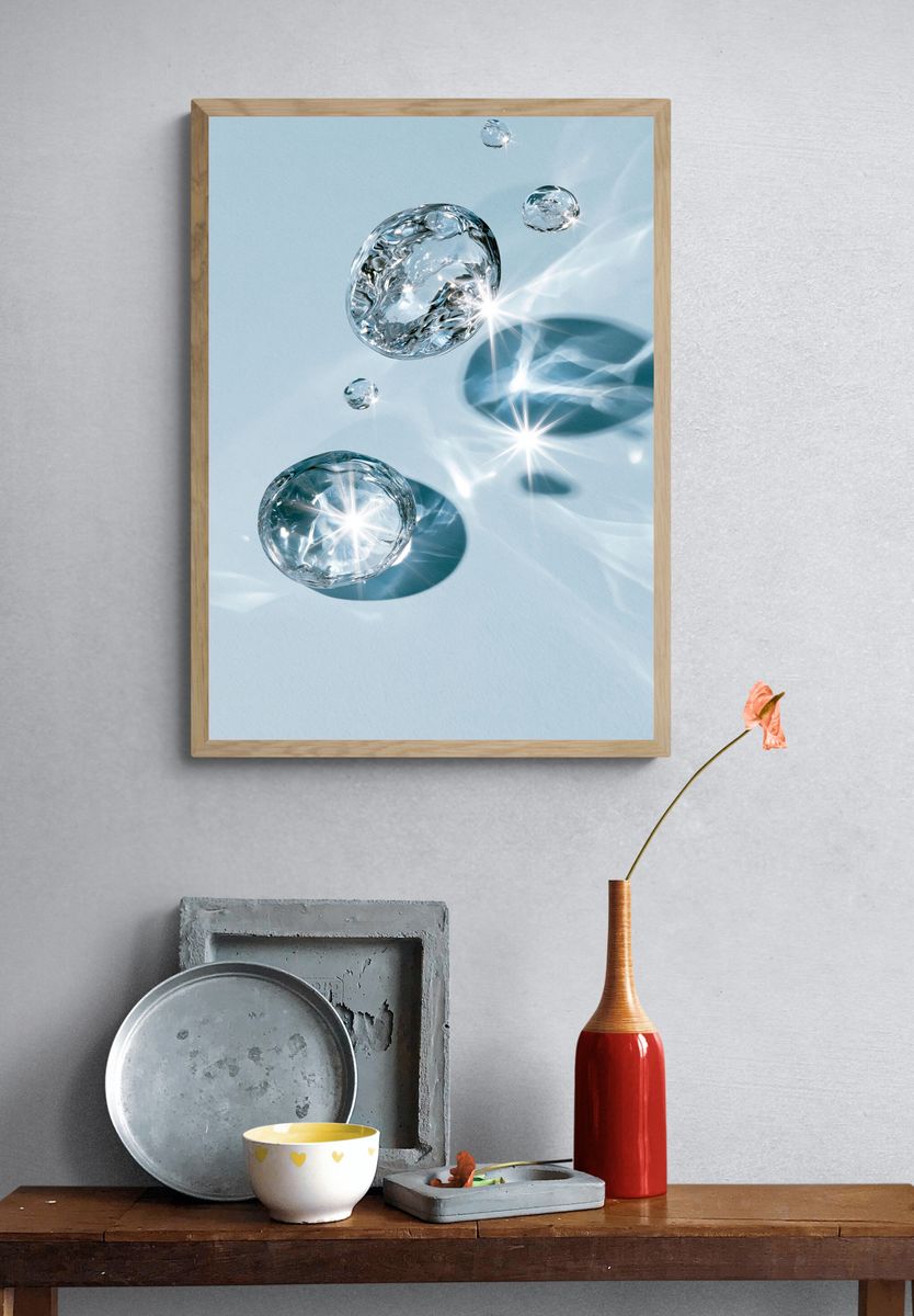 Crystal Water Drops Abstract Poster. — room view 3