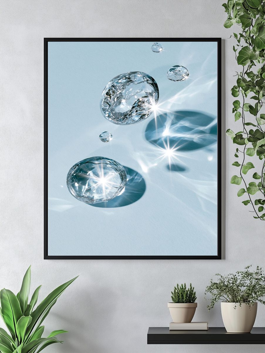 Crystal Water Drops Abstract Poster. — room view 4