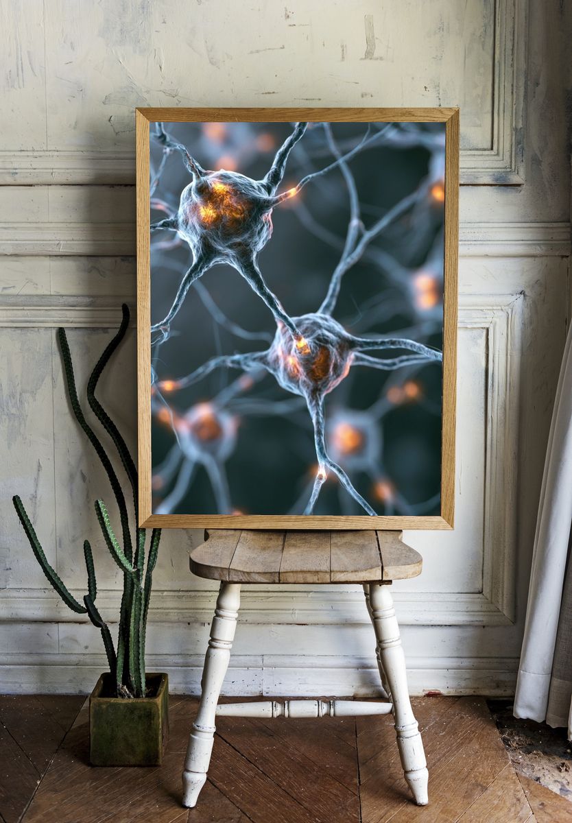 Neural Network Glow Poster. room preview
