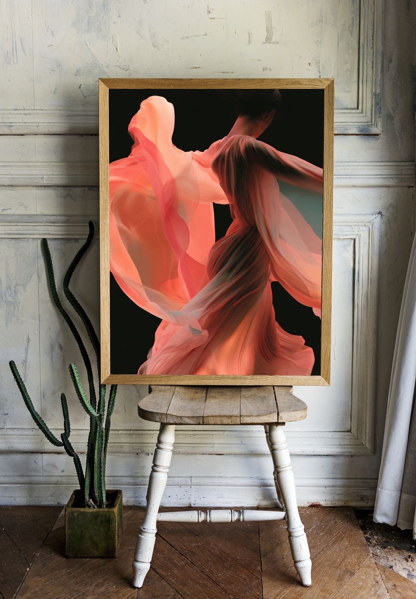 Coral Flow Abstract Print. — room view 1