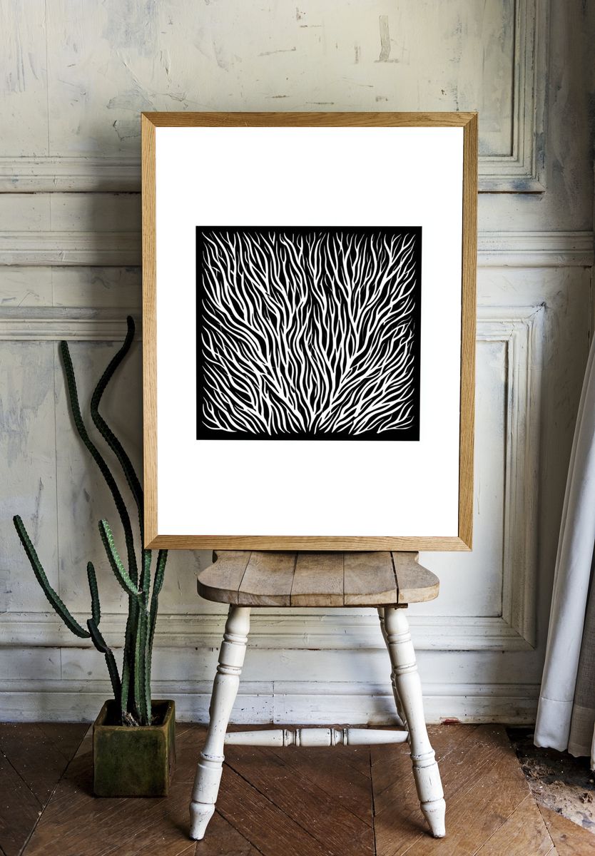 Black Coral Abstract Print. room preview