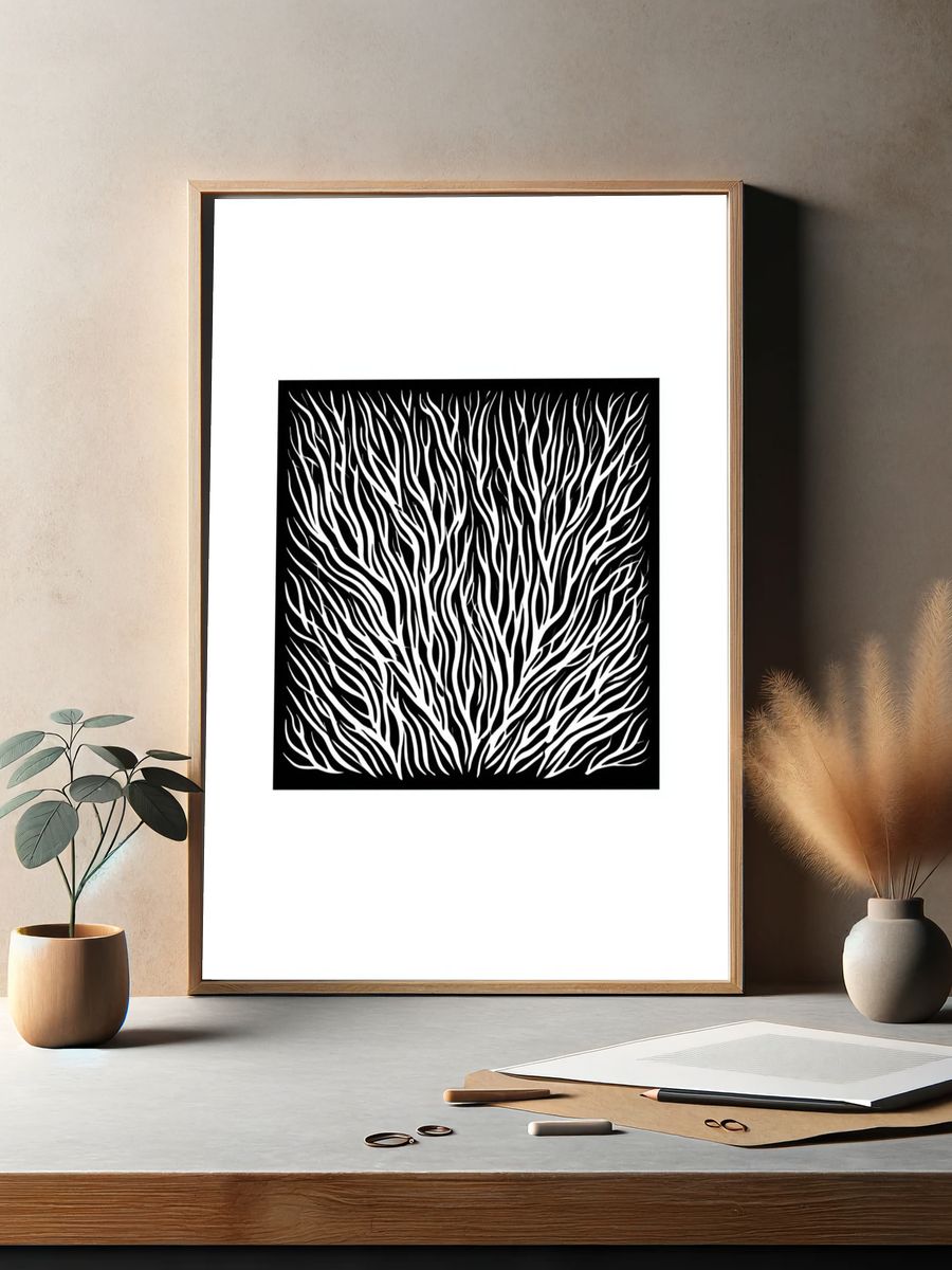 Black Coral Abstract Print. — room view 2