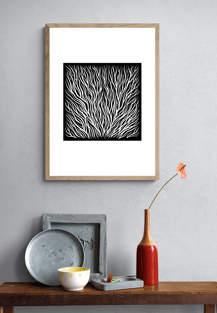 Black Coral Abstract Print. — room view 3