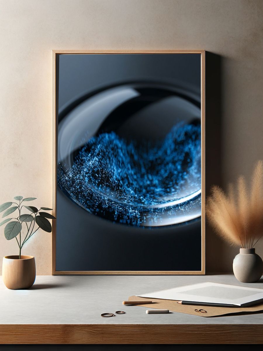 Blue Liquid Orb Abstract Poster. — room view 2