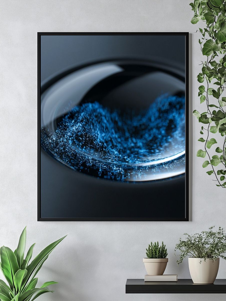 Blue Liquid Orb Abstract Poster. — room view 4