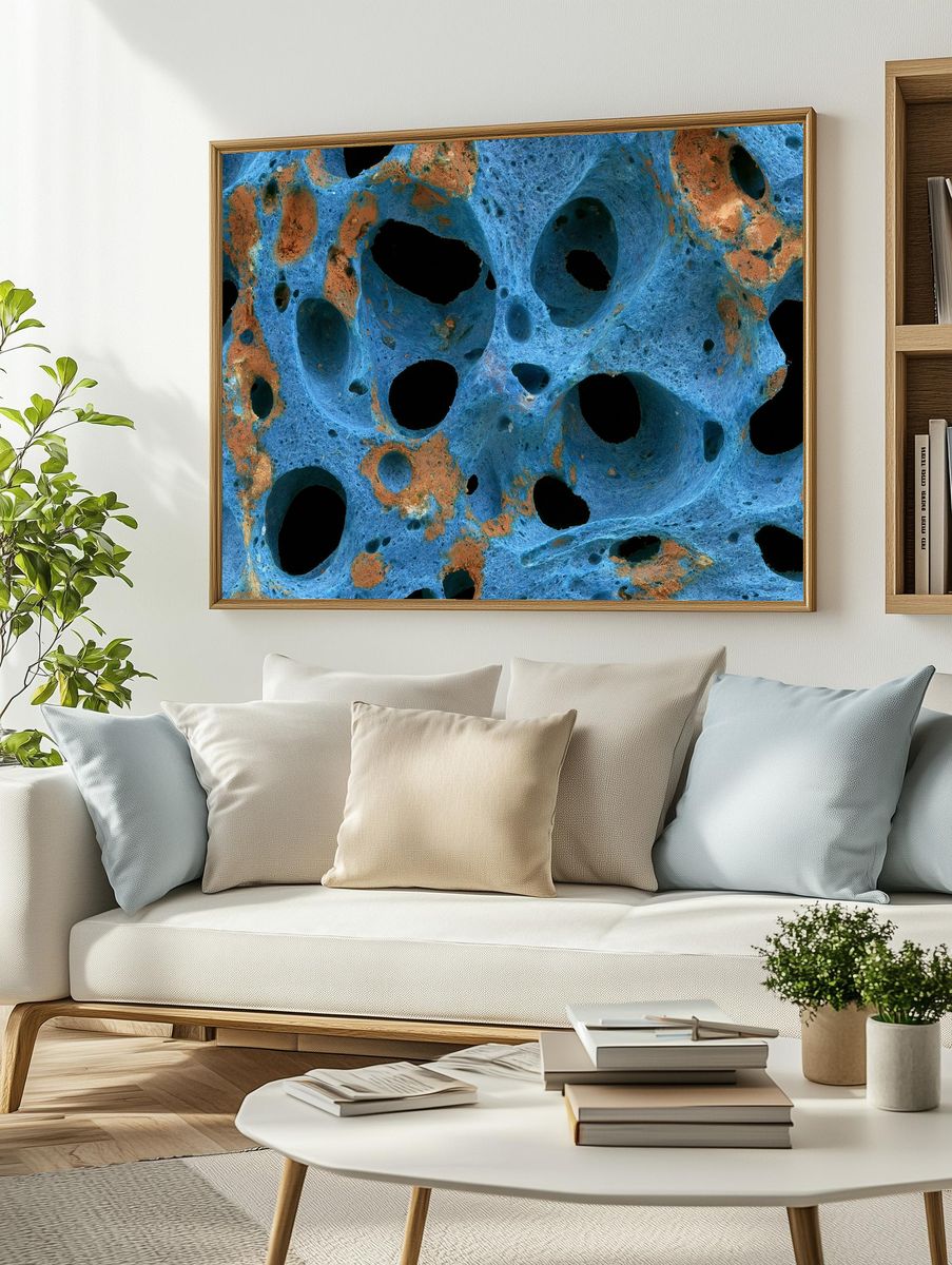 Blue Coral Texture Abstract Poster. — room view 2