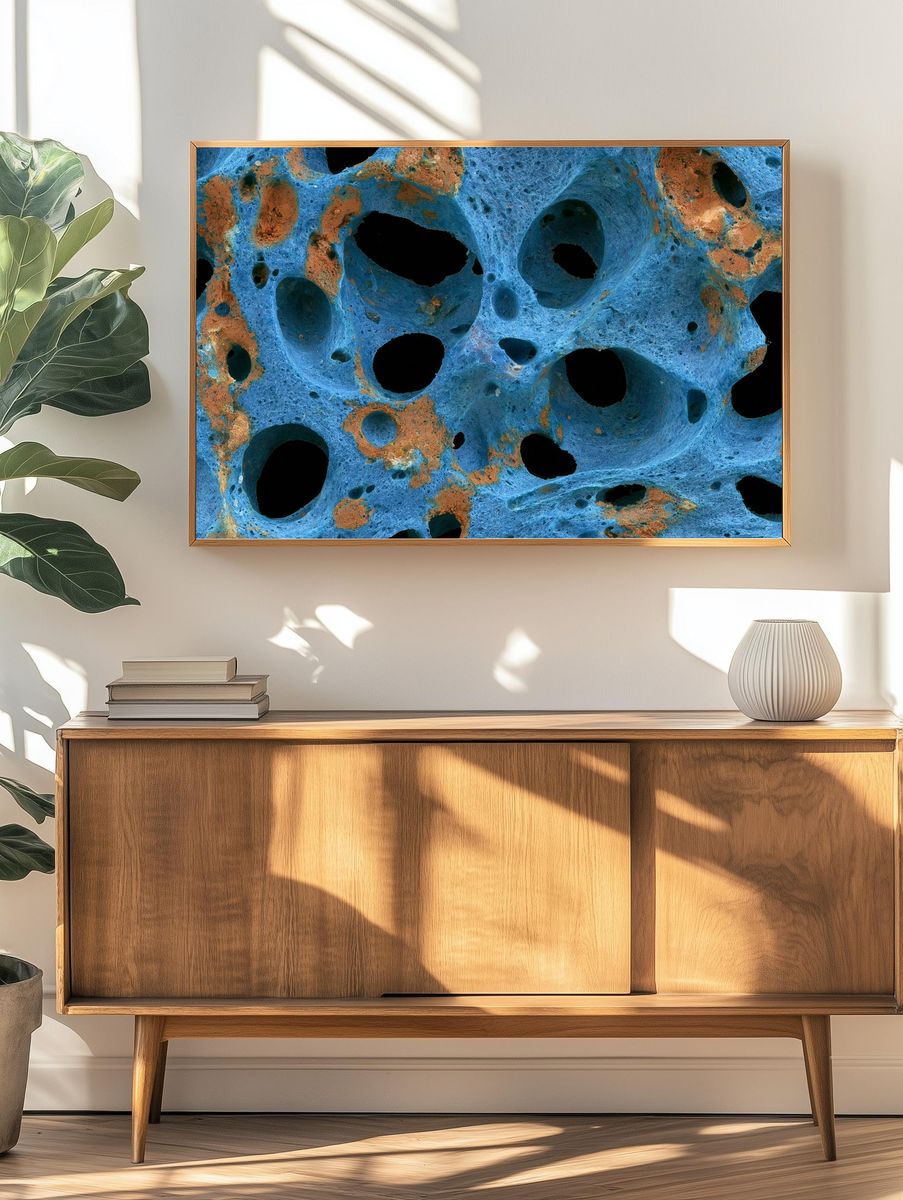 Blue Coral Texture Abstract Poster. — room view 3