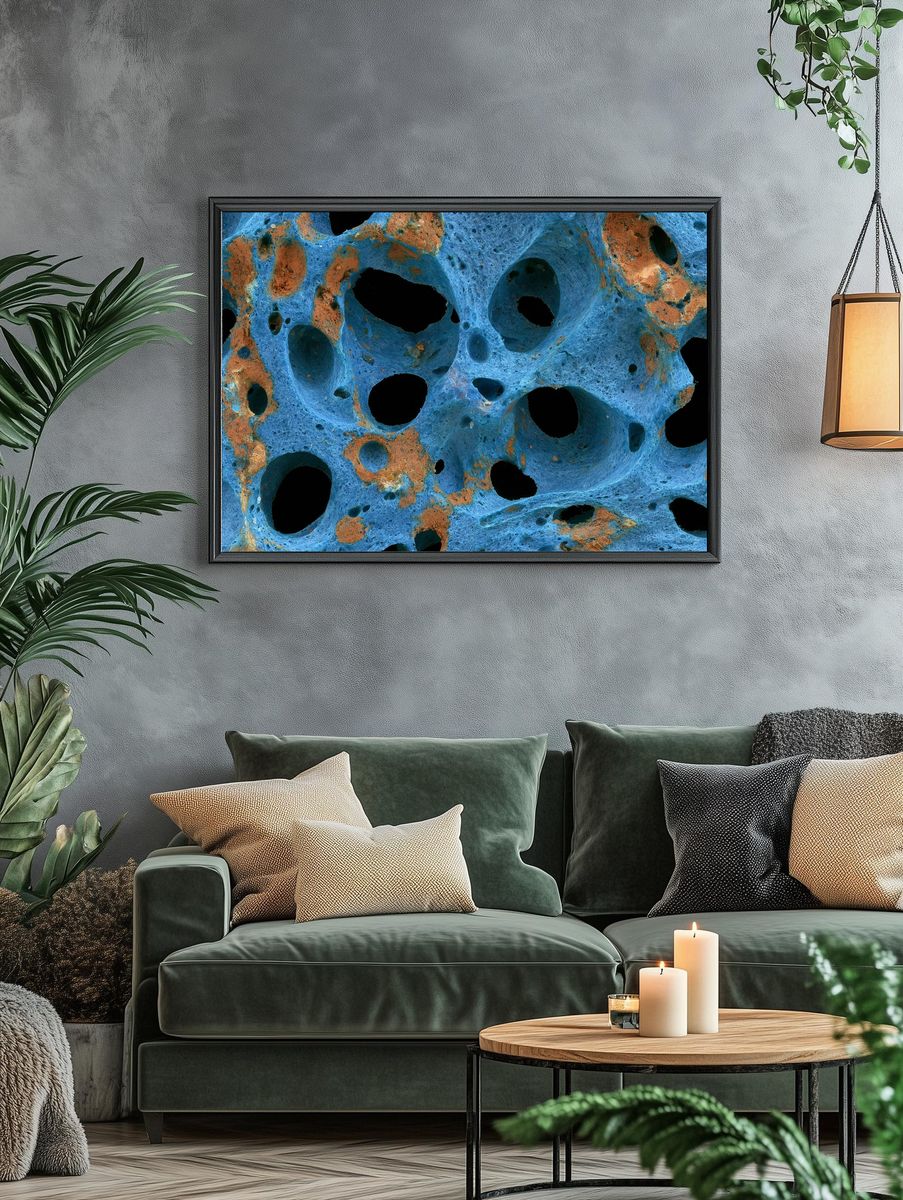Blue Coral Texture Abstract Poster. — room view 4