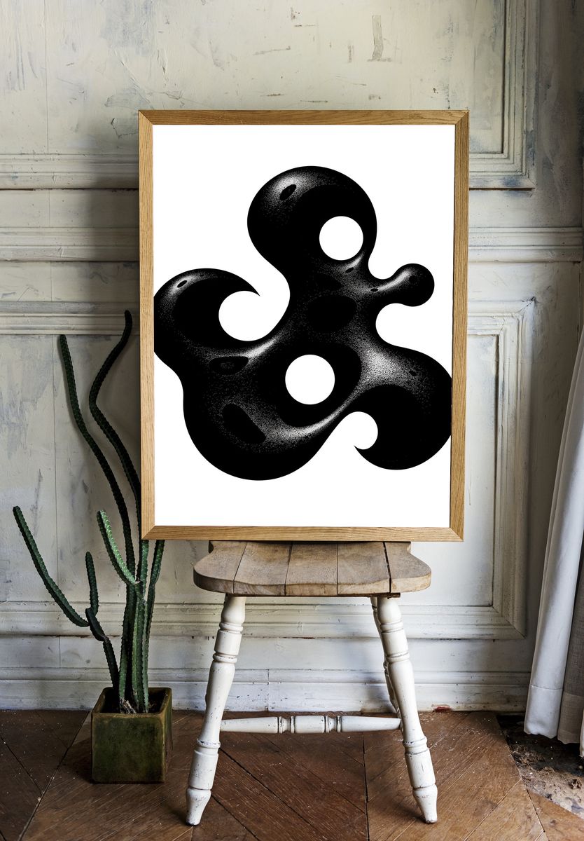 Organic Black Abstract Poster. room preview