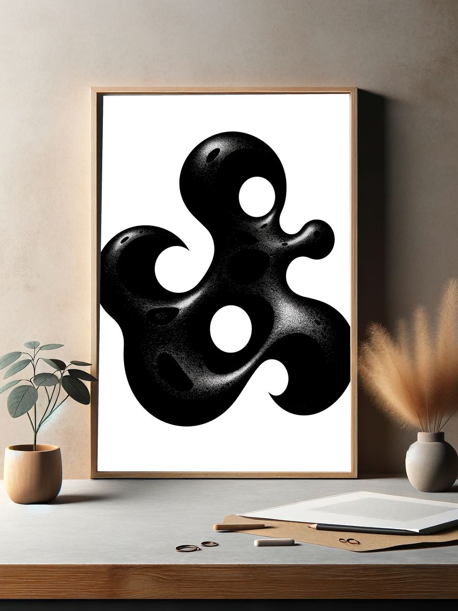 Organic Black Abstract Poster. — room view 2