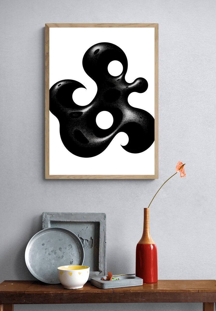 Organic Black Abstract Poster. — room view 3