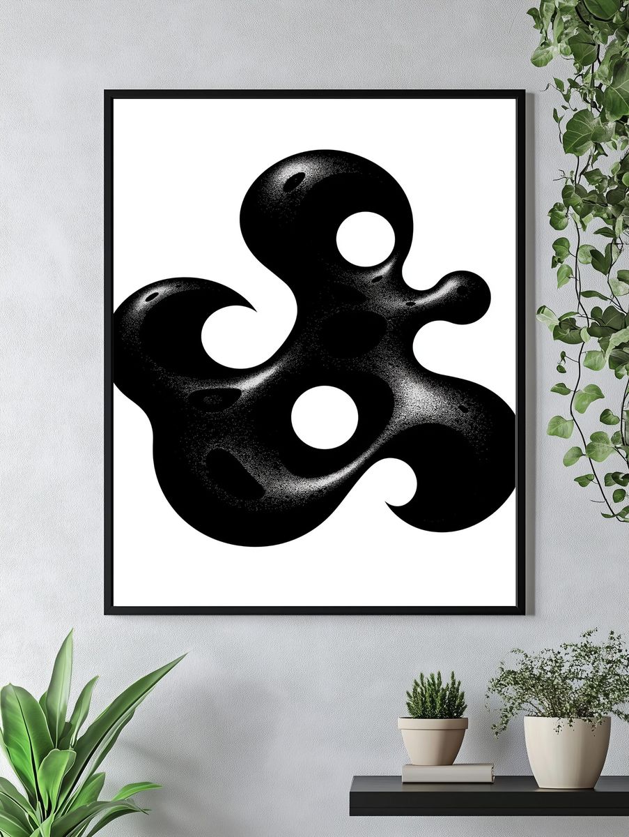 Organic Black Abstract Poster. — room view 4