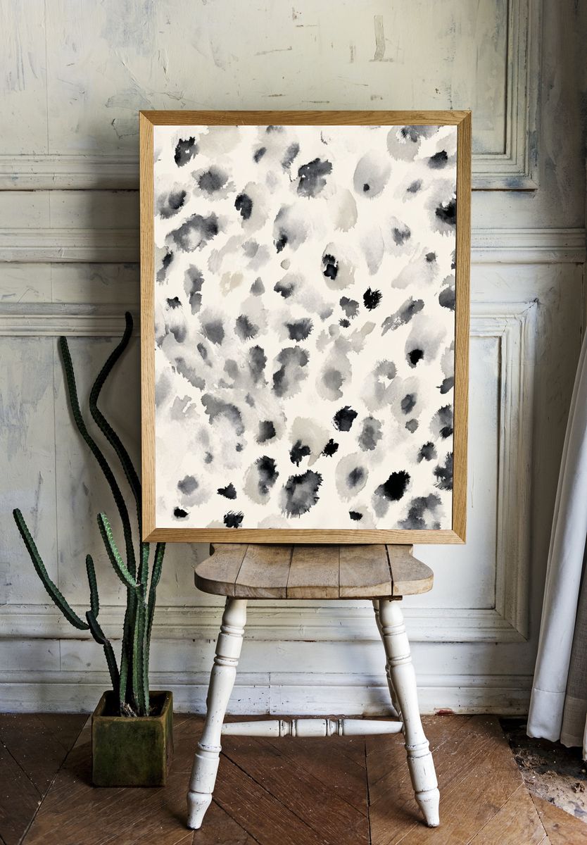 Monochrome Ink Blot Abstract Poster. — room view 1