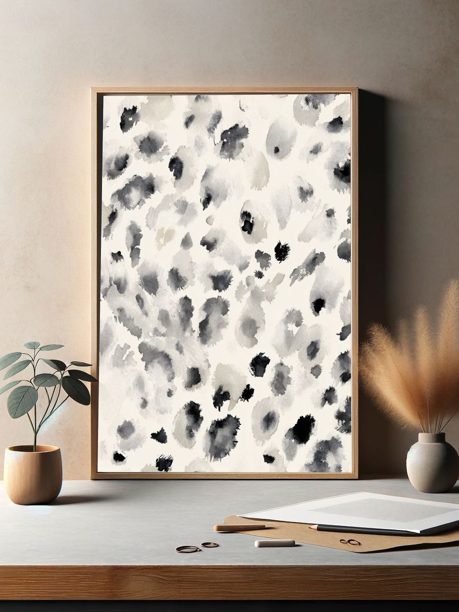 Monochrome Ink Blot Abstract Poster. — room view 2
