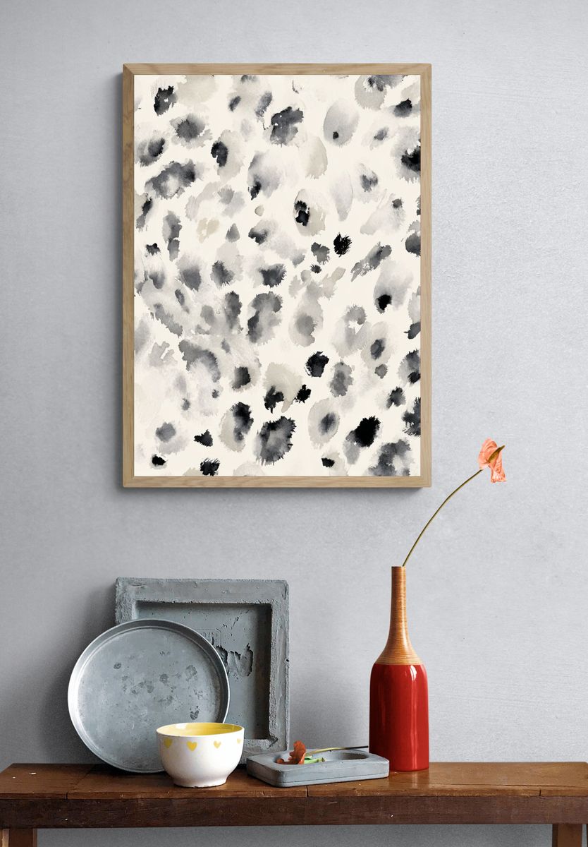 Monochrome Ink Blot Abstract Poster. — room view 3