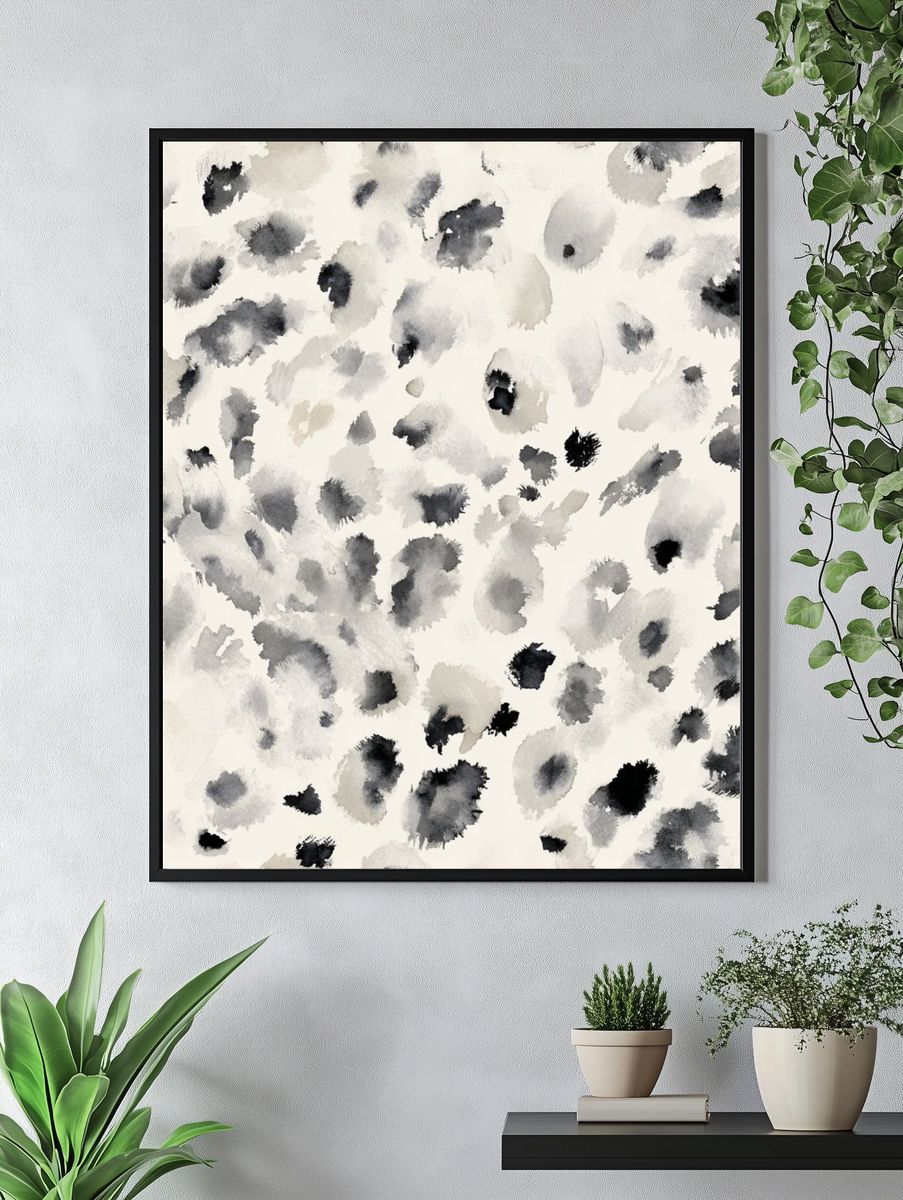 Monochrome Ink Blot Abstract Poster. — room view 4