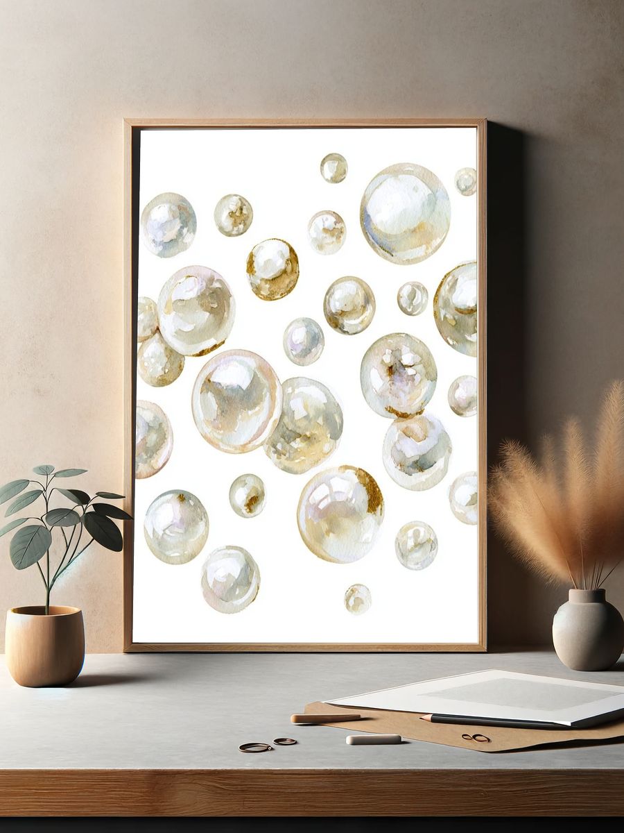 Pearl Bubble Watercolor Print. — room view 2