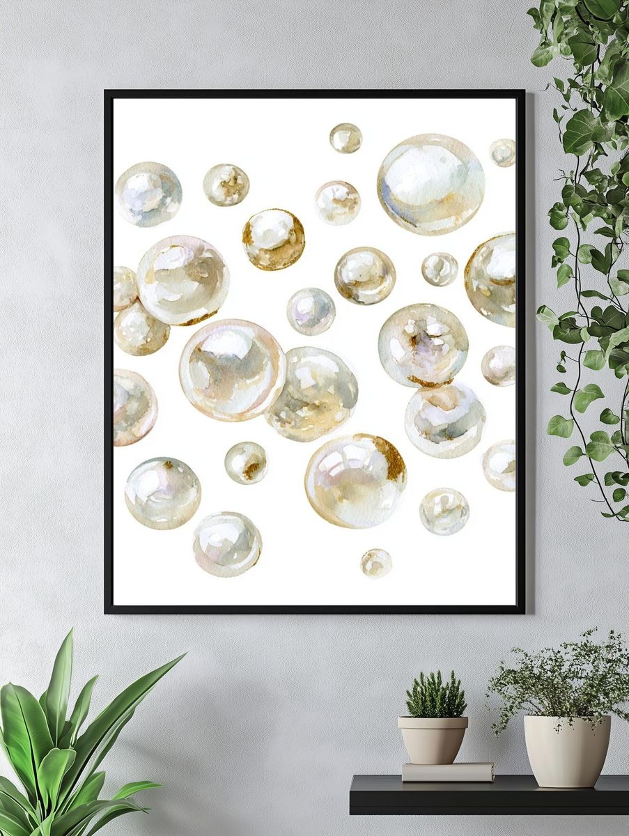 Pearl Bubble Watercolor Print. — room view 4