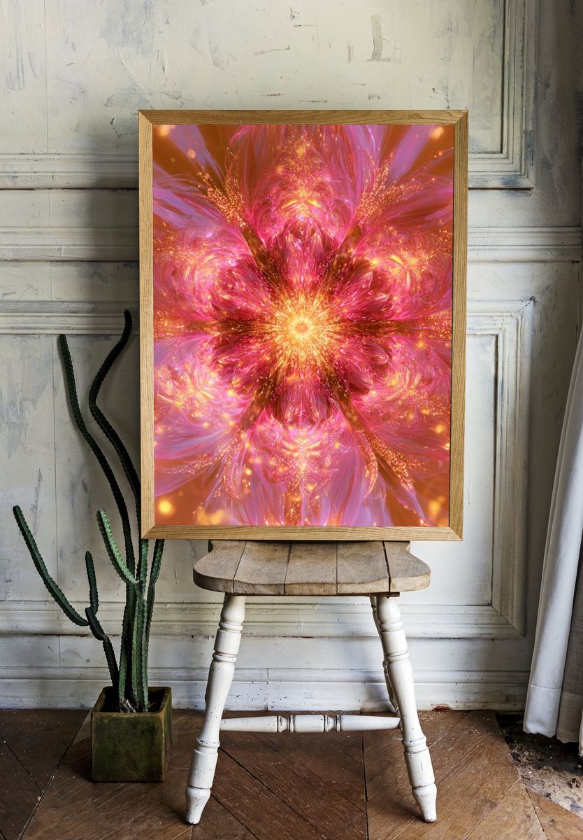 Radiant Pink Bloom Abstract Poster. room preview