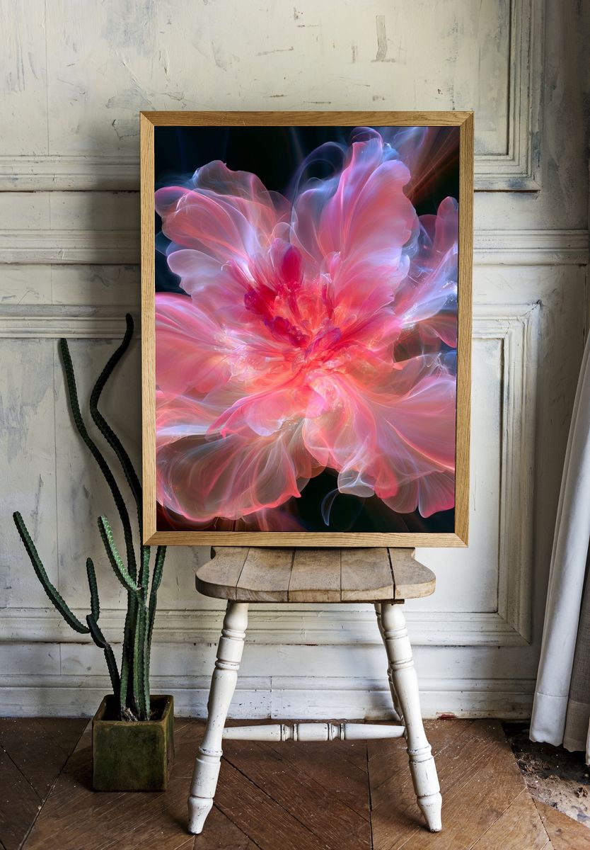 Blush Bloom Abstract Print. room preview