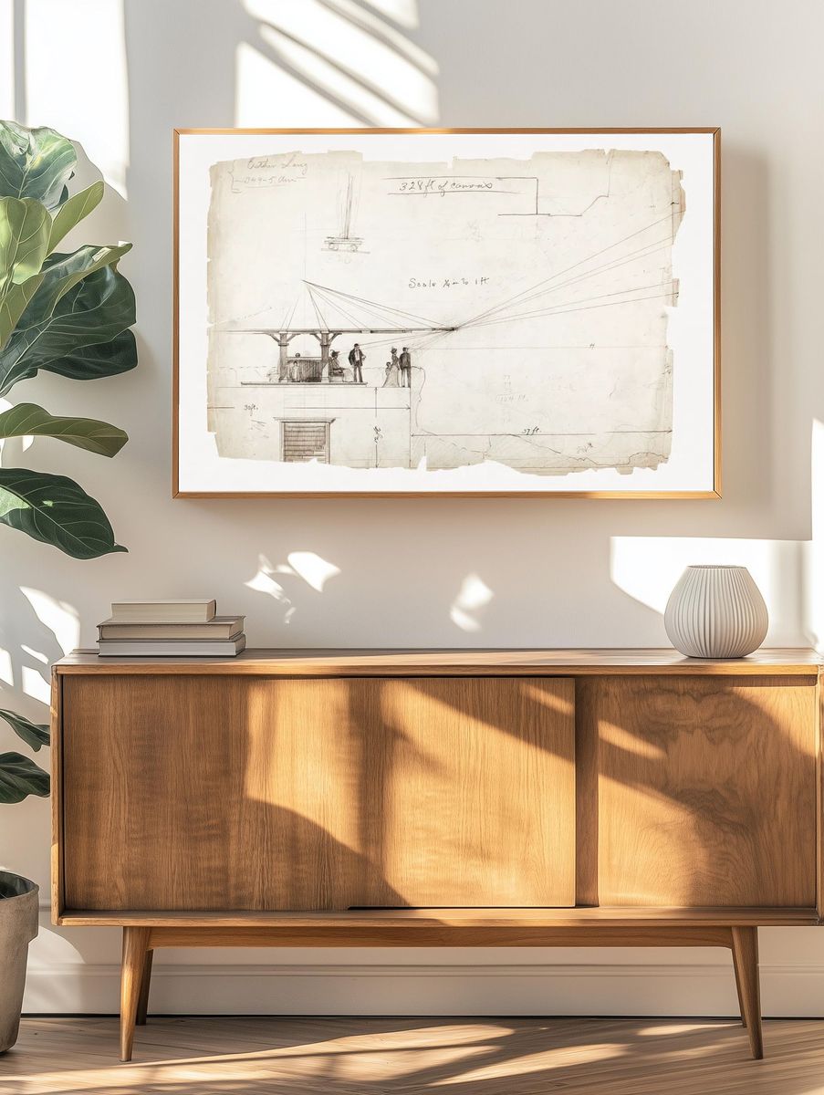 Architectural Blueprint — Vintage Print. — room view 3