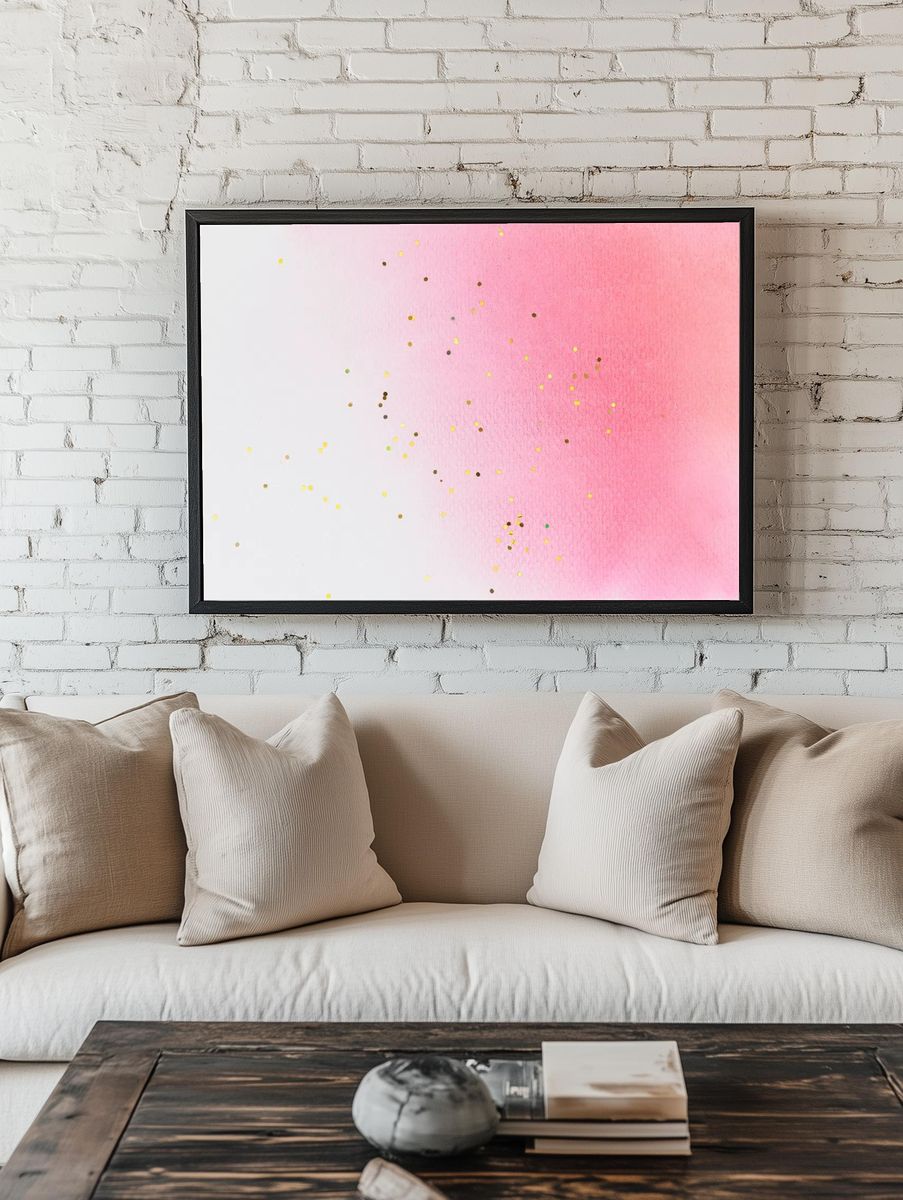 Pink white watercolor wallpaper background. — room view 1