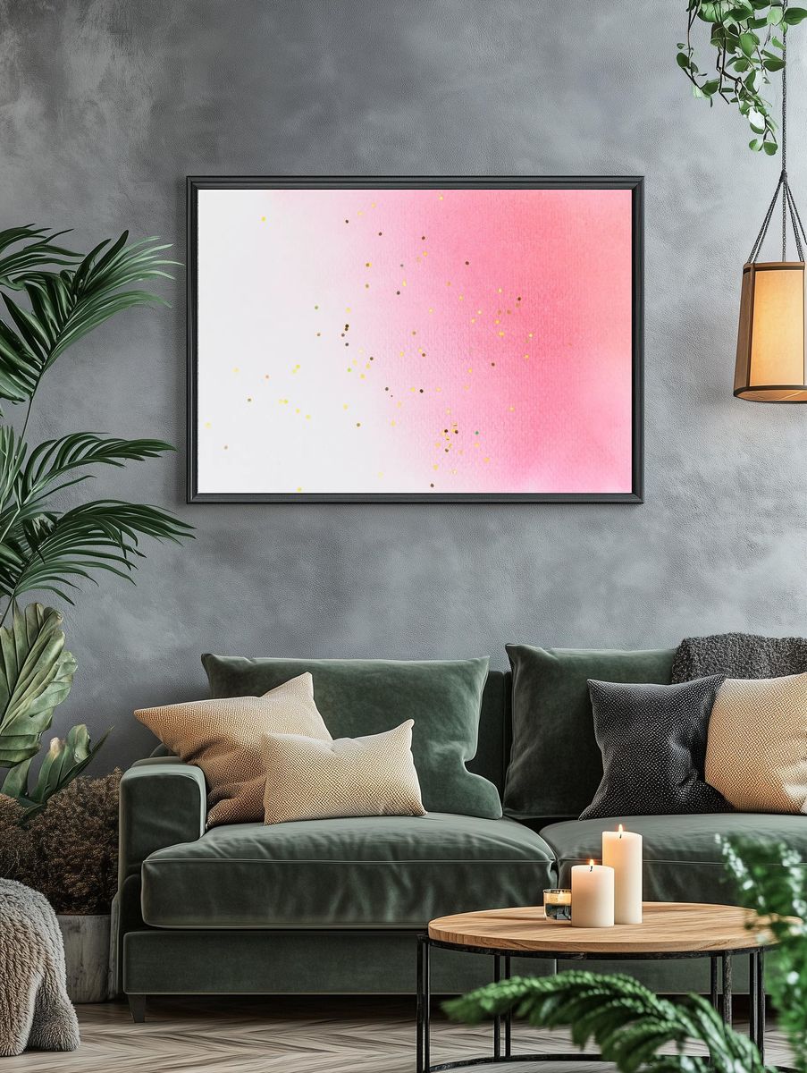 Pink white watercolor wallpaper background. — room view 4