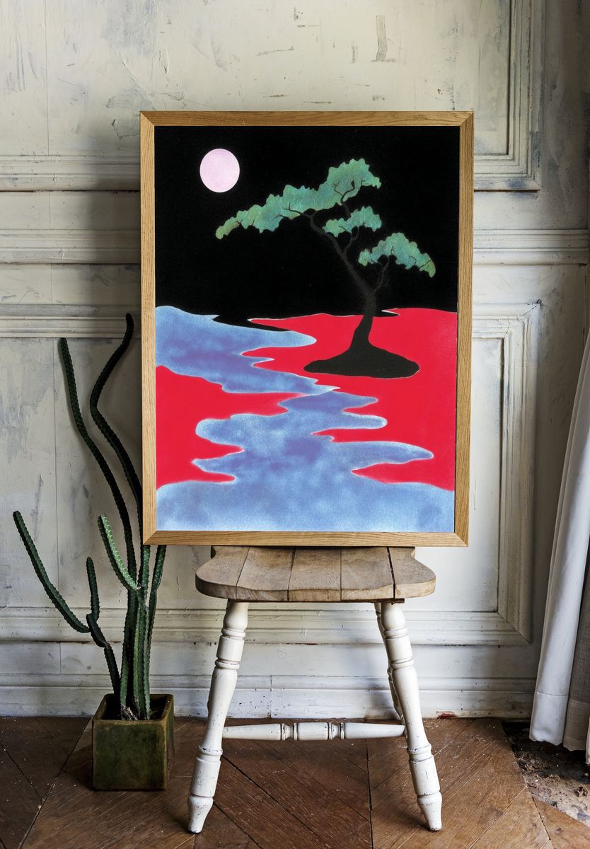 Moonlit River — Abstract Print. — room view 1