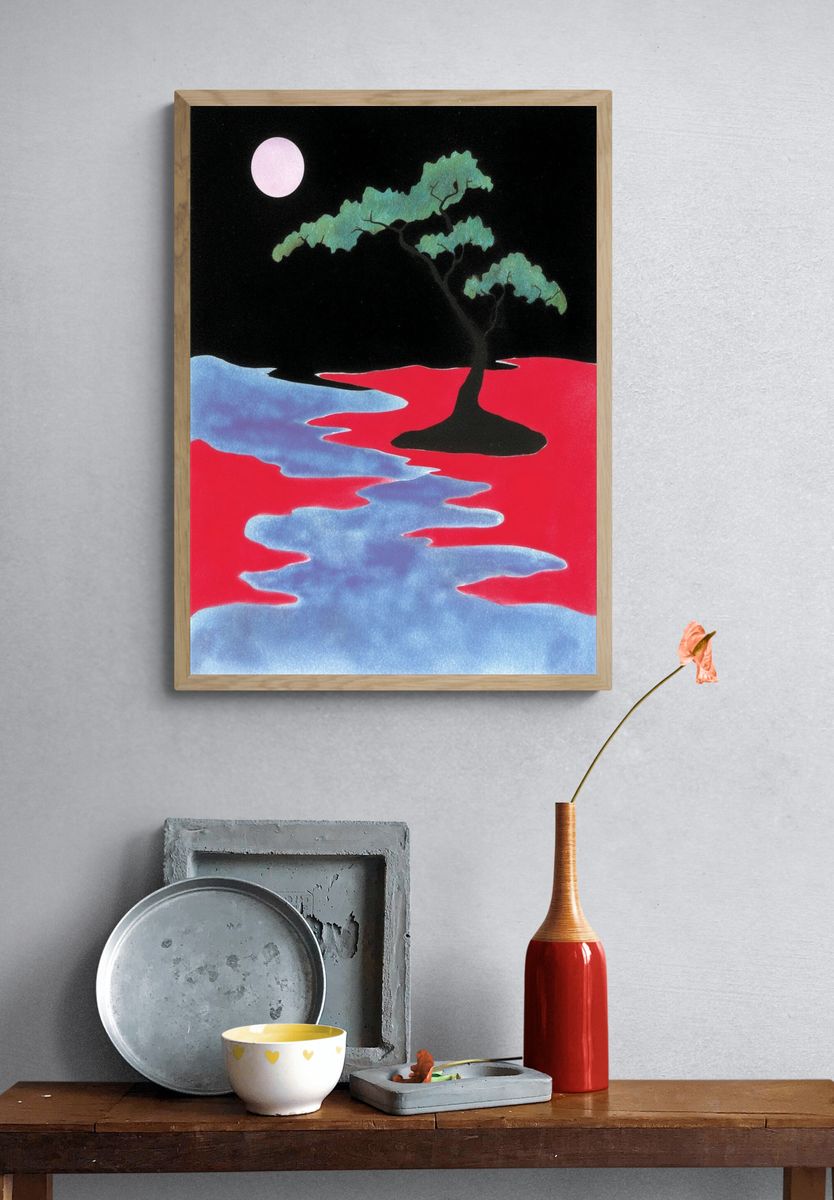 Moonlit River — Abstract Print. — room view 3