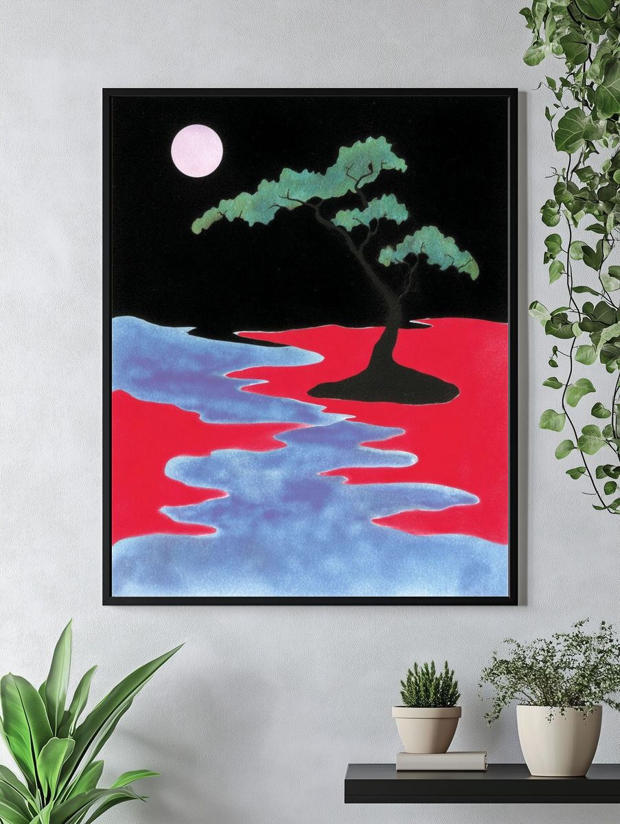 Moonlit River — Abstract Print. — room view 4