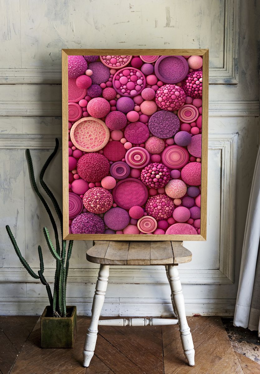 Pink Textured Orb Abstract Poster. room preview