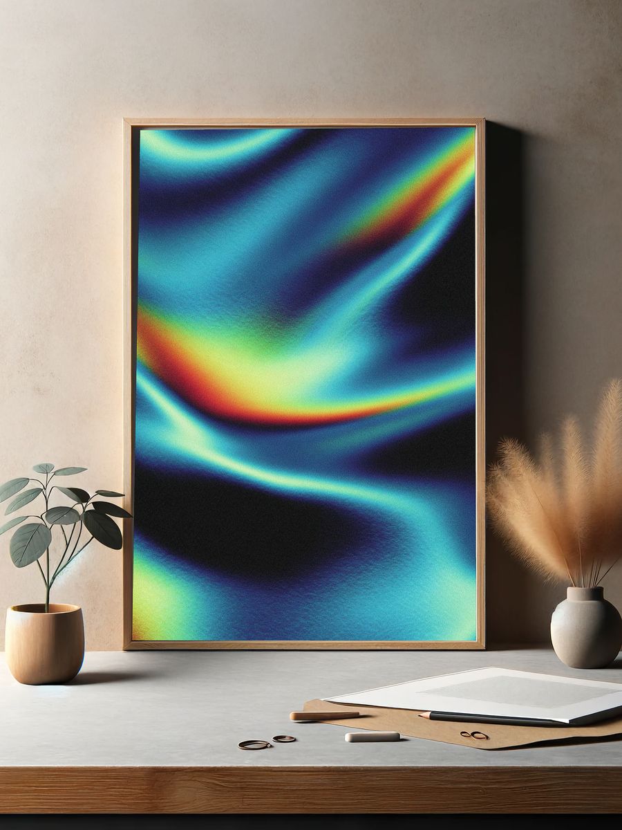 Colorful Abstract Waves Poster. — room view 2