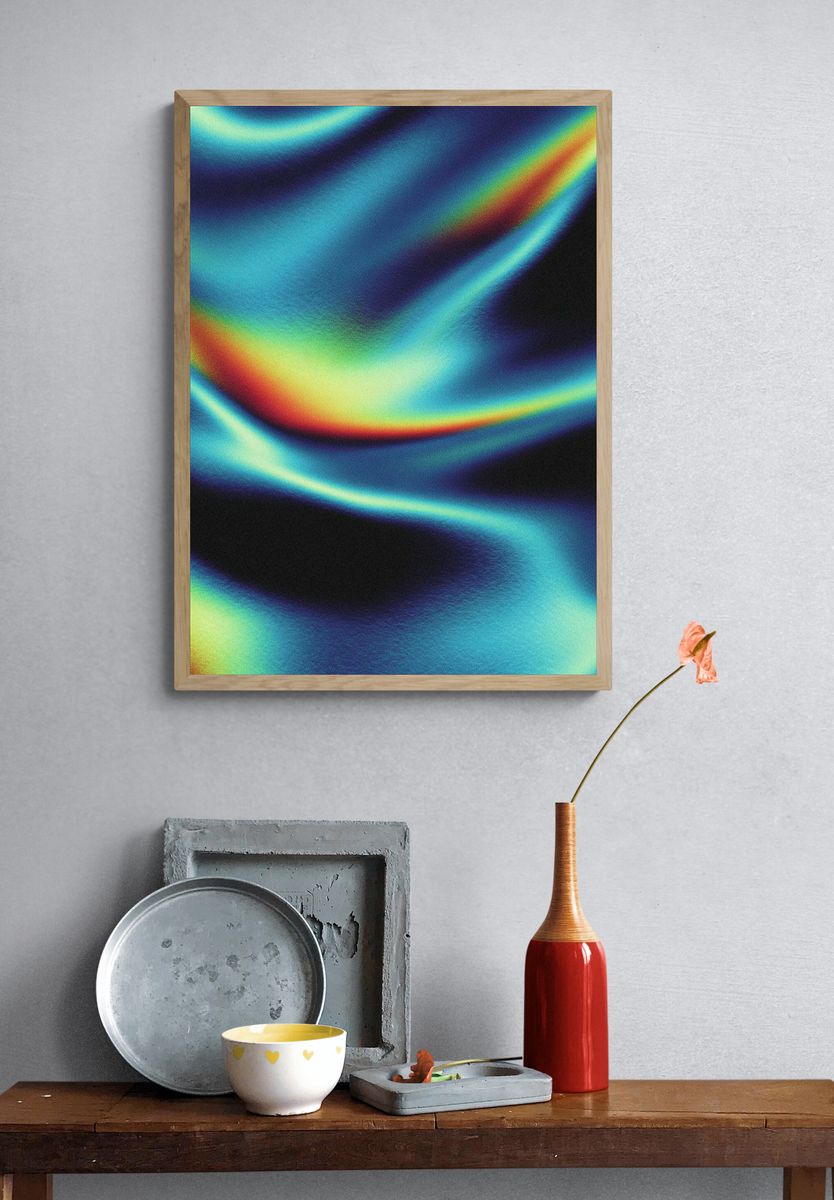 Colorful Abstract Waves Poster. — room view 3