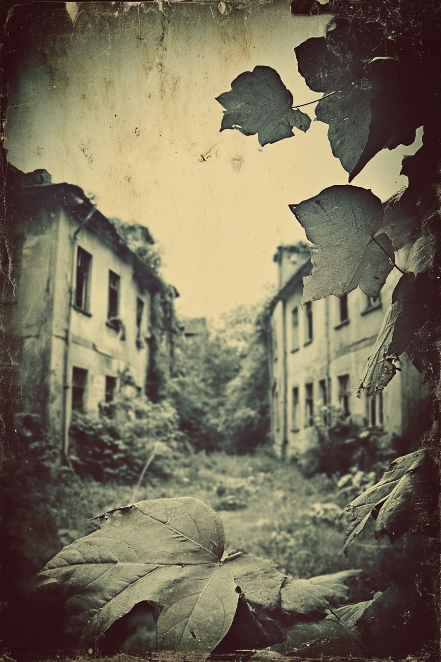 Abandoned Building — Vintage Print. poster detail