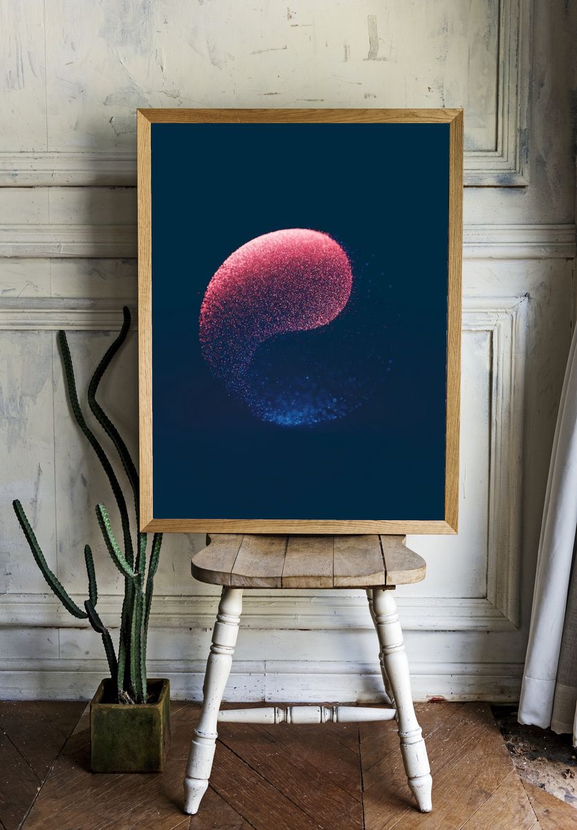 Pink Blue Orb Abstract Poster. room preview