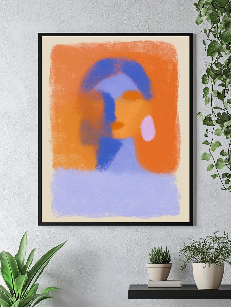 Orange Blue Abstract Poster. — room view 4