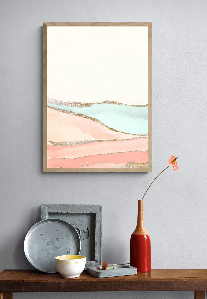 Shimmering orange green paint textured. — room view 3