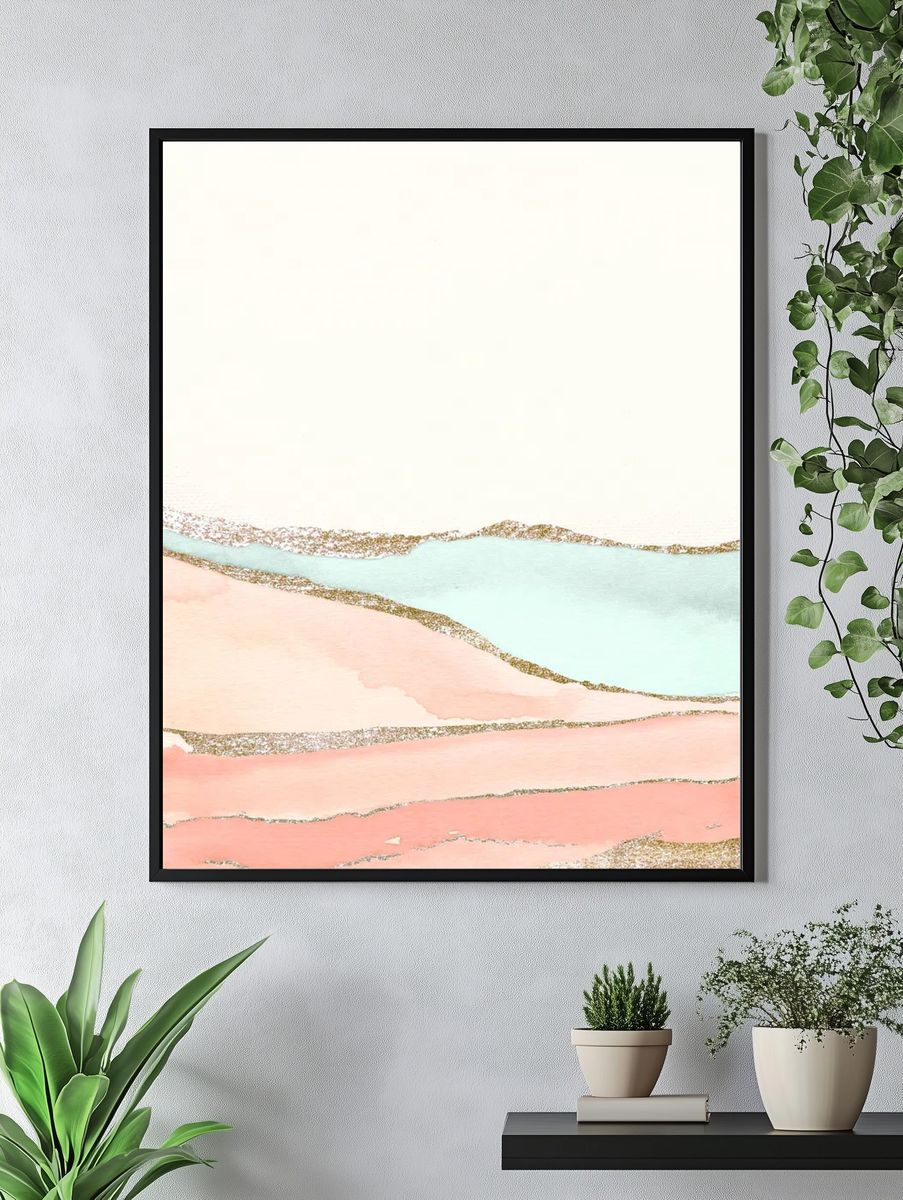 Shimmering orange green paint textured. — room view 4