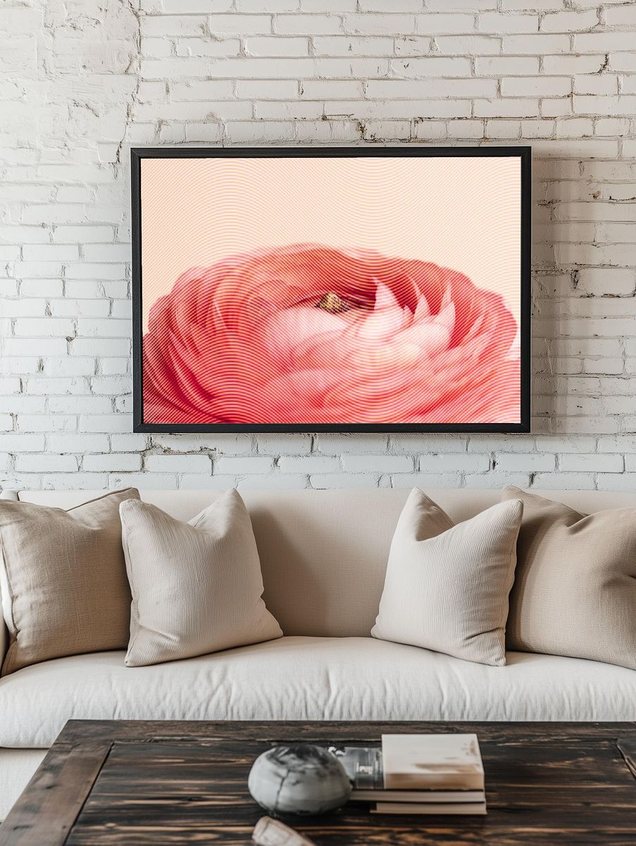 Red ranunculus flower design resource. — room view 1